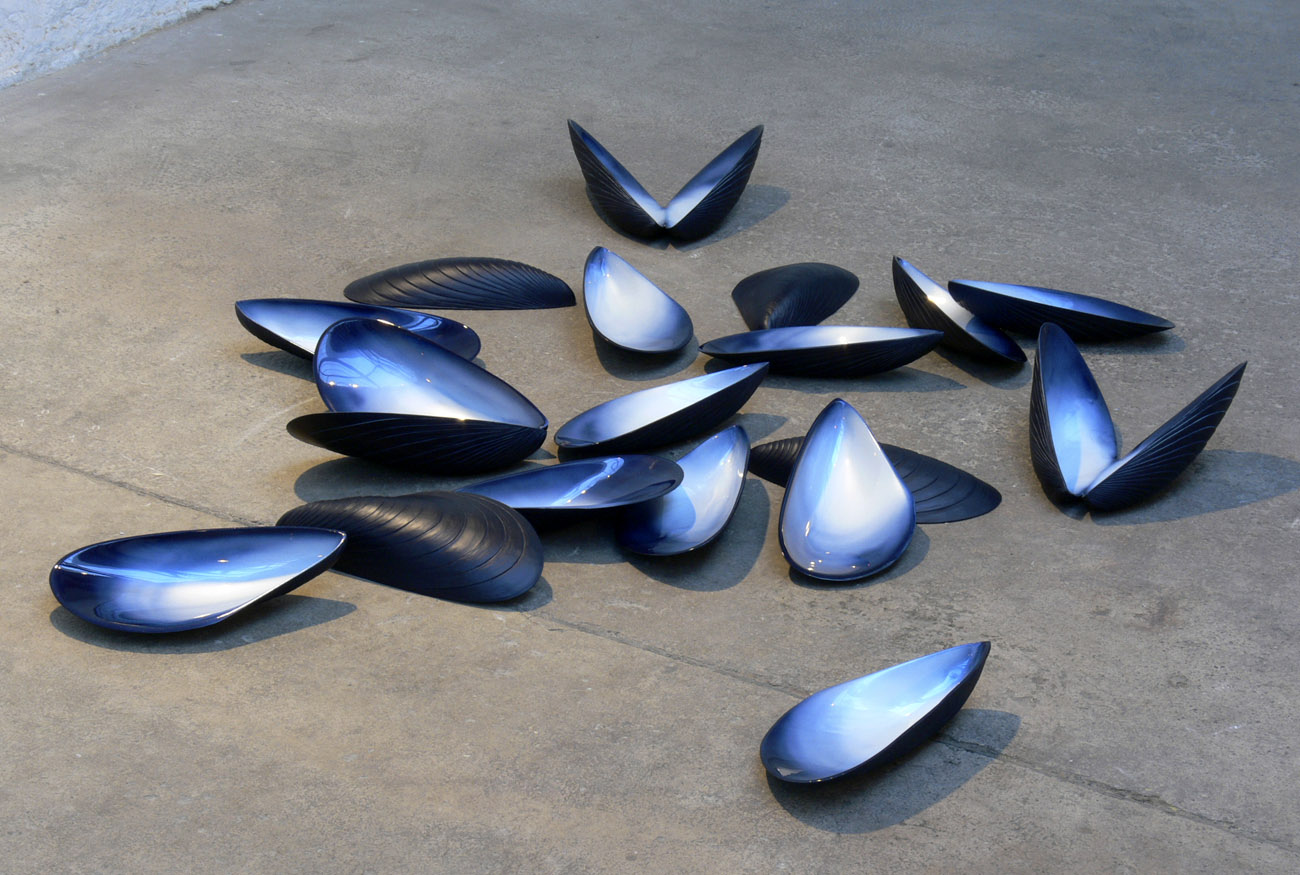 'Aphrodite's Treasure', Veronica Wilton. Art installation including a group of large, highly painted mussels.